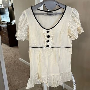 Chole 100%Silk cream white Babydoll Blouse Side zipper Preowned size 8